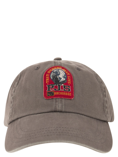 Shop Parajumpers Hat With Front Patch In Grey