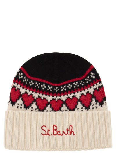 Shop Mc2 Saint Barth Nordic Jacquard Cap In Cream