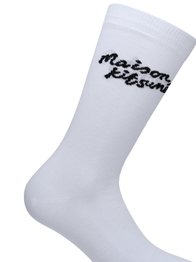 Shop Maison Kitsuné White Cotton Blend Socks