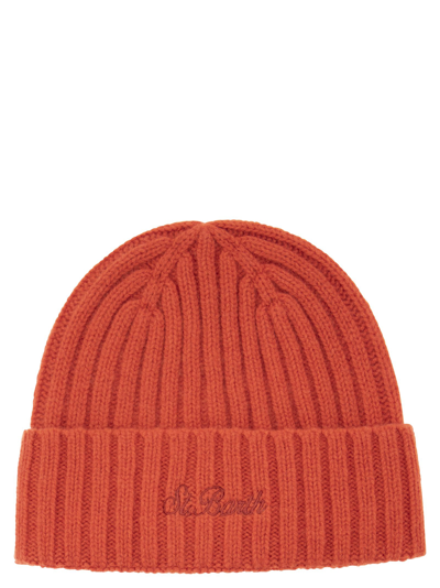 Shop Mc2 Saint Barth Wool Hat With Embroidery In Orange