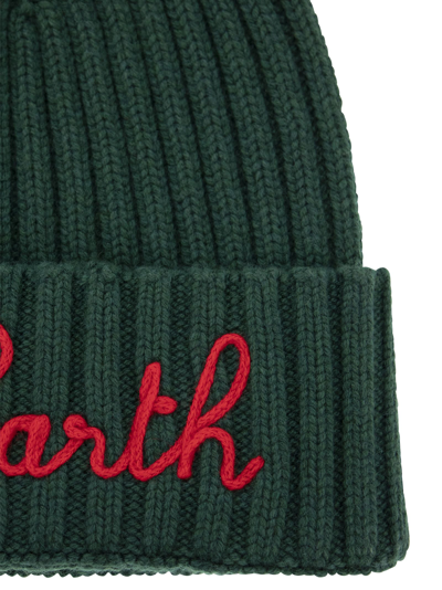 Shop Mc2 Saint Barth Wool And Cashmere Blend Hat With Embroidery In Green