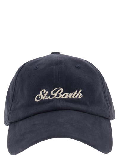 Shop Mc2 Saint Barth Cotton Baseball Cap With Embroidery In Blue