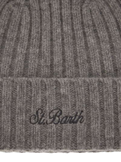 Shop Mc2 Saint Barth Wool Hat With Embroidery In Grey