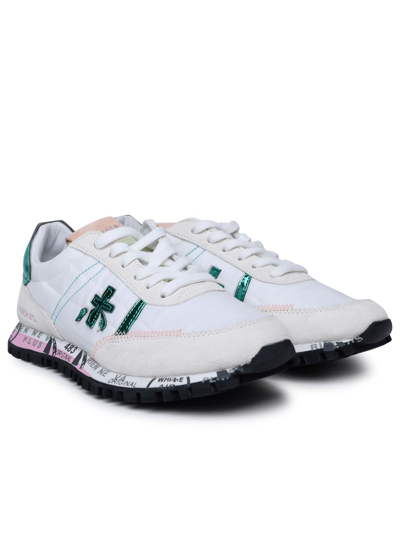 Shop Premiata Seand White Fabric And Leather Sneakers