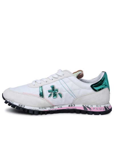 Shop Premiata Seand White Fabric And Leather Sneakers