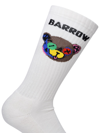 Shop Barrow Ivory Cotton Blend Socks In Avorio