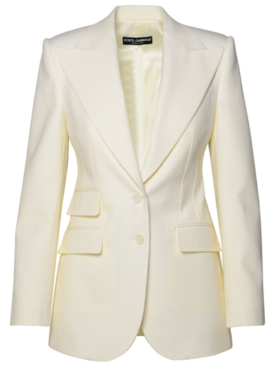 Shop Dolce & Gabbana White Virgin Wool Blend Blazer