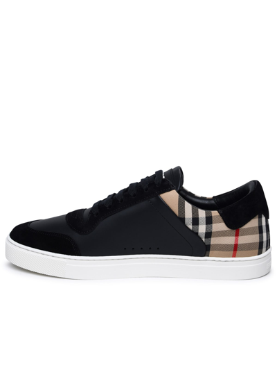 Shop Burberry Stevie Black Leather Sneakers