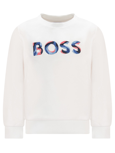 Shop Hugo Boss Sweatshirt With Embroidery In Neutral