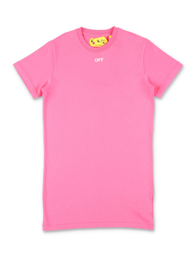 Shop Off-white Off Stamp Tee Dress In Fuxia