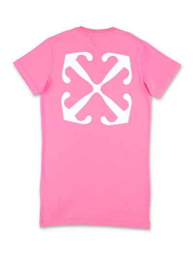 Shop Off-white Off Stamp Tee Dress In Fuxia