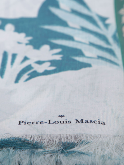 Shop Pierre-louis Mascia Aloe Light Blue/white Scarf