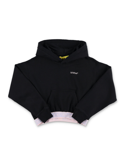 Shop Off-white Bookish Logo Band Hoodie In Black