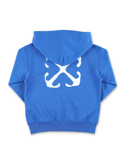 Shop Off-white Paint Graphic Zip Hoodie In Royal