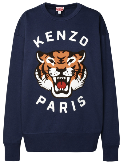Shop Kenzo Lucky Tiger Navy Cotton Sweatshirt In Blue