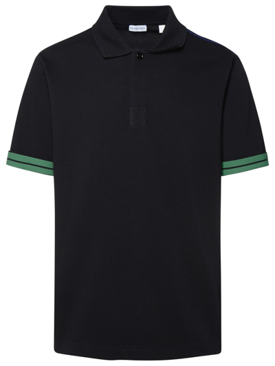 Shop Burberry Black Cotton Polo Shirt