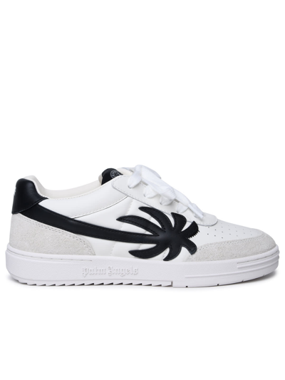 Shop Palm Angels Palm Beach University White Leather Sneakers