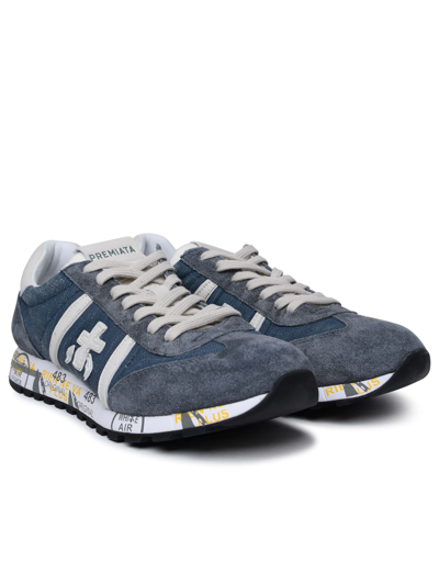 Shop Premiata Lucy Blue Leather And Fabric Sneakers