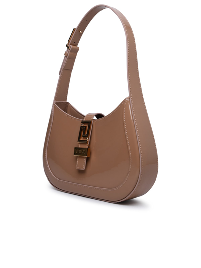 Shop Versace Greca Goddess Small Beige Lambskin Hobo Bag