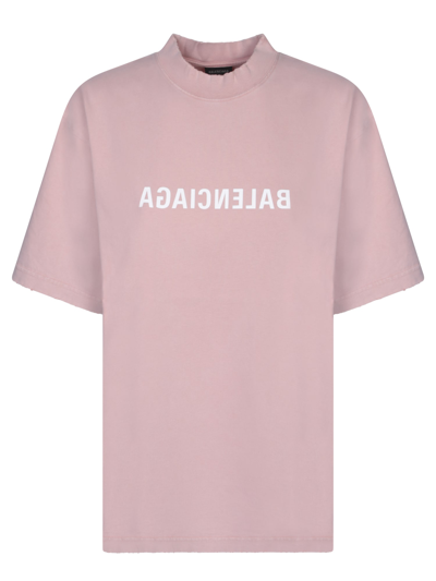 Shop Balenciaga Medium Fit Pink T-shirt
