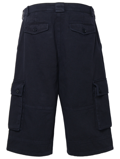 Shop Dolce & Gabbana Blue Cotton Cargo Bermuda Shorts In Navy