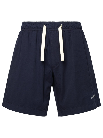 Shop Palm Angels Navy Cotton Bermuda Shorts