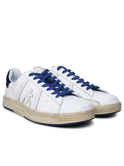 Shop Premiata Russell White Leather Sneakers