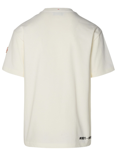 Shop Moncler Ivory Cotton T-shirt In White