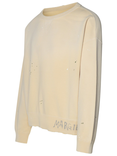 Shop Maison Margiela Cream Cotton Sweatshirt