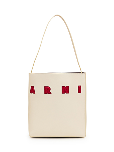 Shop Marni Museo Hobo Small Bag In Ivory/lacquer