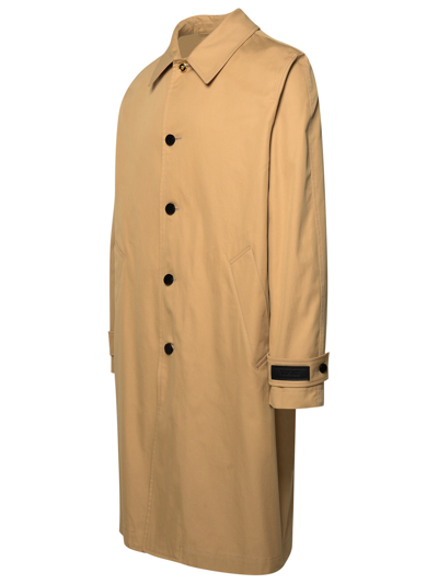 Shop Versace Barocco Beige Cotton And Silk Trench Coat