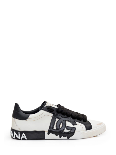 Shop Dolce & Gabbana Portofino Vintage Sneaker In Bianco/nero