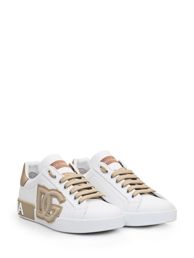 Shop Dolce & Gabbana Portofino Sneaker In Bianco/beige