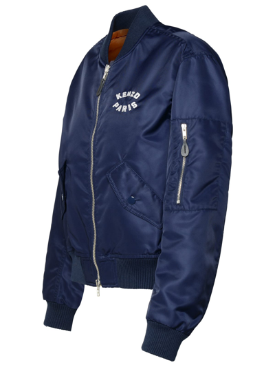 Shop Kenzo Lucky Tiger Navy Polyamide Bomber Jacket In Blue