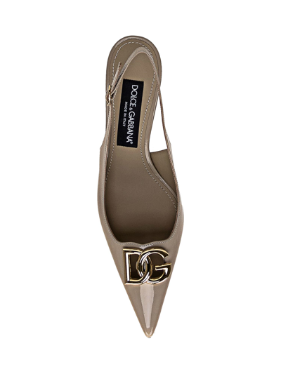 Shop Dolce & Gabbana Leather Slingbacks In Cappuccino2