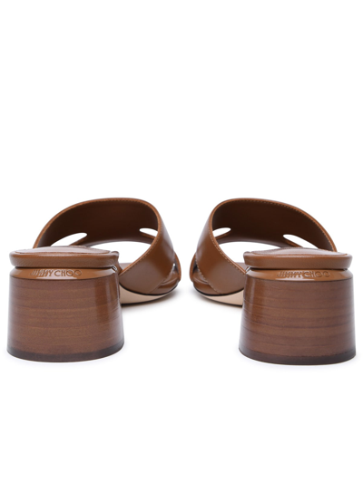 Shop Jimmy Choo Ellison Mule 45 Brown Leather Sandals