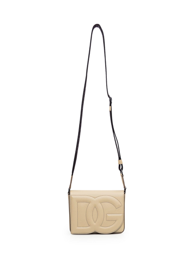 Shop Dolce & Gabbana Medium Logo Dg Bag In Sabbia 3