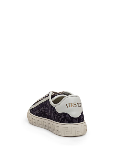 Shop Versace Barocco Greca Sneaker In Black-off White-oro Chiaro