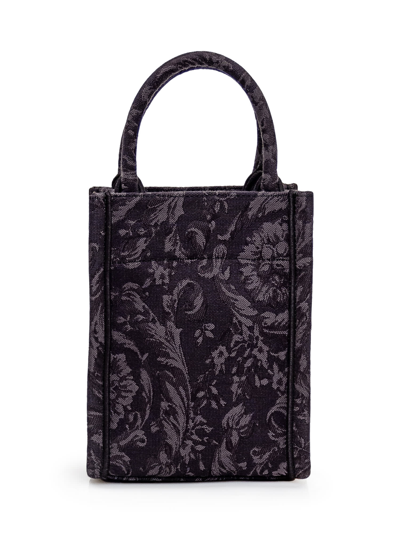 Shop Versace Athena Barocco Mini Tote Bag In Nero-oro