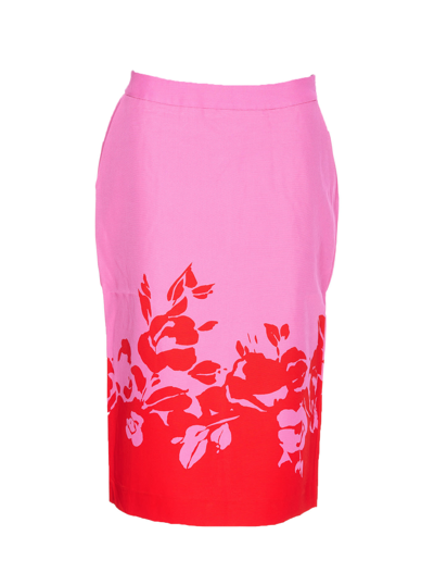 Shop Essentiel Antwerp Pink And Red Floral Print Midi Skirt