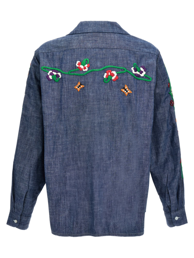 Shop Needles Chambray Embroidery Shirt In Light Blue