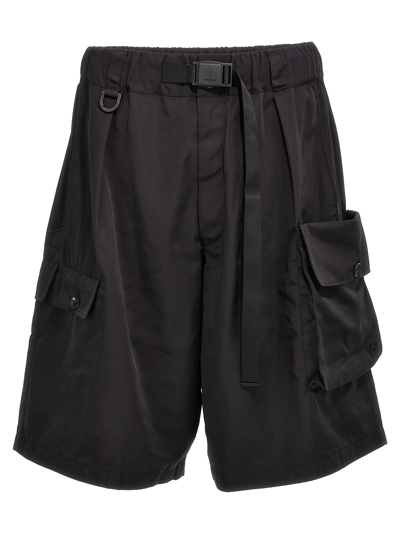 Shop Y-3 Nyl Twill Bermuda Shorts In Black