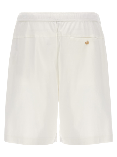 Shop Brunello Cucinelli Logo Embroidery Bermuda Shorts In White