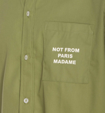 Shop Drôle De Monsieur Slogan Shirt In Green