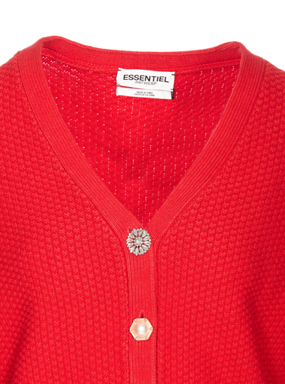 Shop Essentiel Antwerp V-neck Cardigan In Red