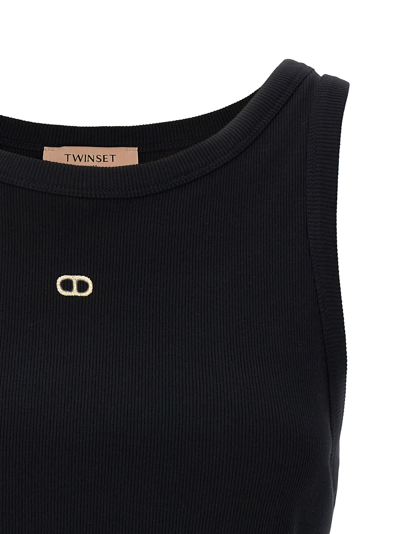 Shop Twinset Logo Embroidery Tank Top In Black