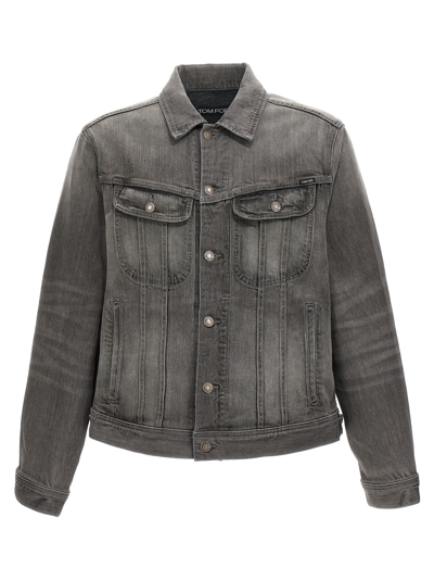 Shop Tom Ford Denim Jacket In Gray