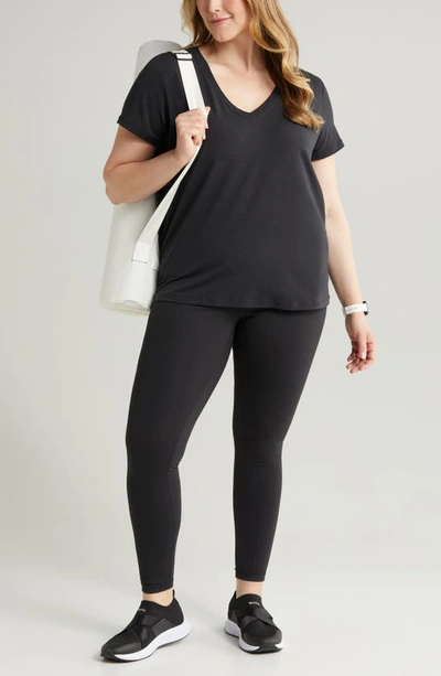 Shop Zella Breathe Active V-neck Tee In Black