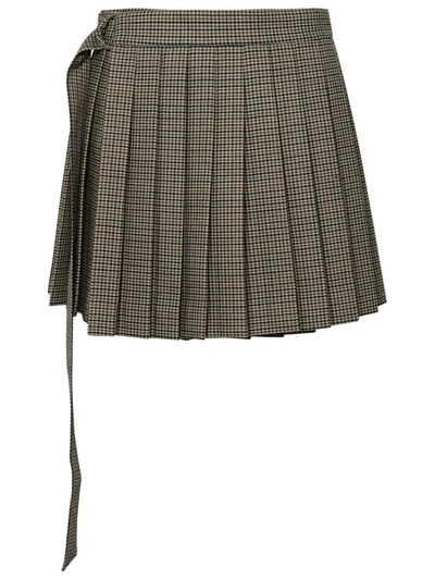 Shop Ami Alexandre Mattiussi Ami Paris 'kilt' Beige Wool Miniskirt