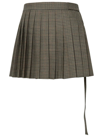 Shop Ami Alexandre Mattiussi Ami Paris 'kilt' Beige Wool Miniskirt